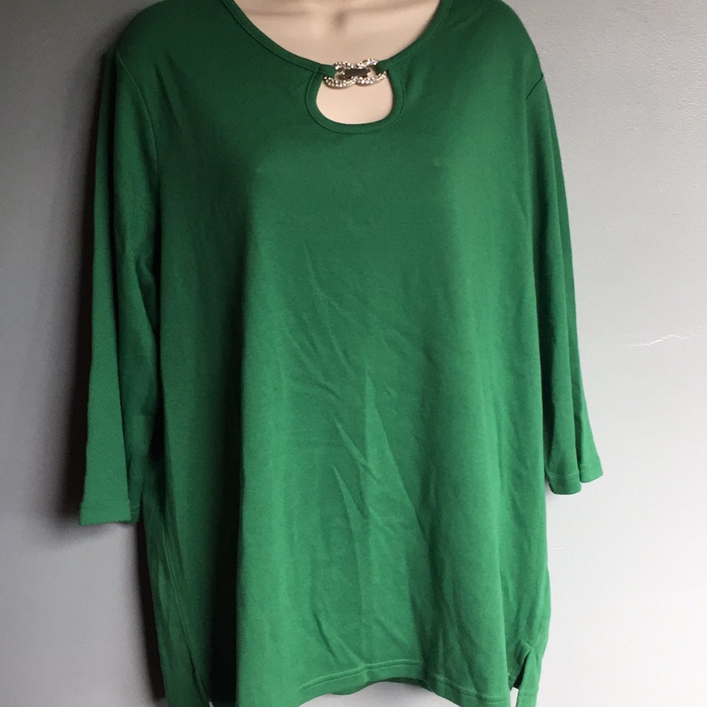 QUACKER FACTORY Size 1X Keyhole Bling Link T-Shirt
